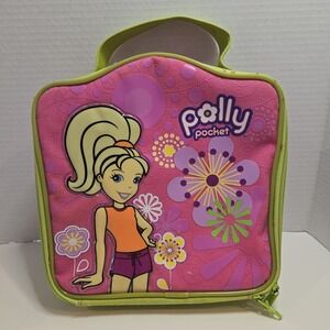 Polly‎ Pocket Pink and Chartreuse Lunchbox Doll Case 2007 EUC